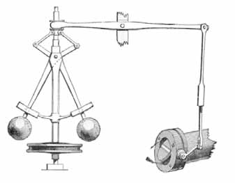 Watt-féle centrifugális regulátor elvi vázlata
